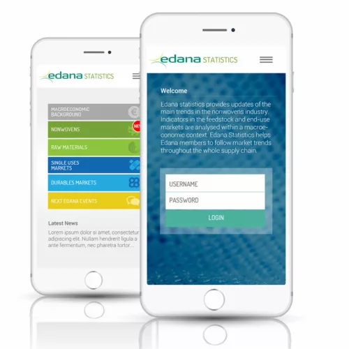 Example of Edana statistics screen app created by Landmarks agency